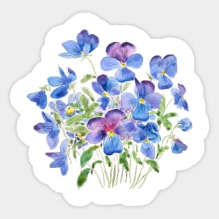 purple pansies watercolor Sticker